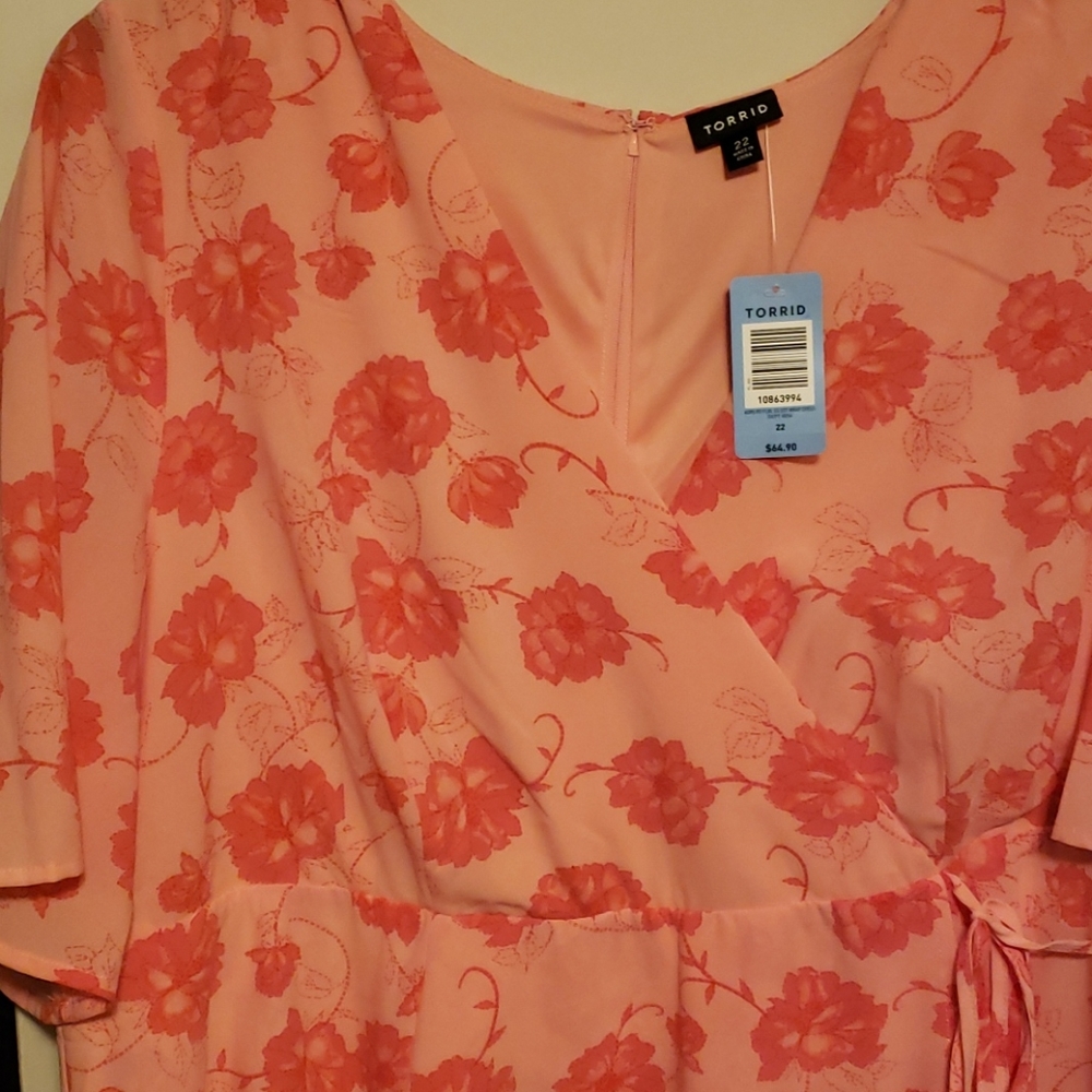 Torrid pink false wrap dress